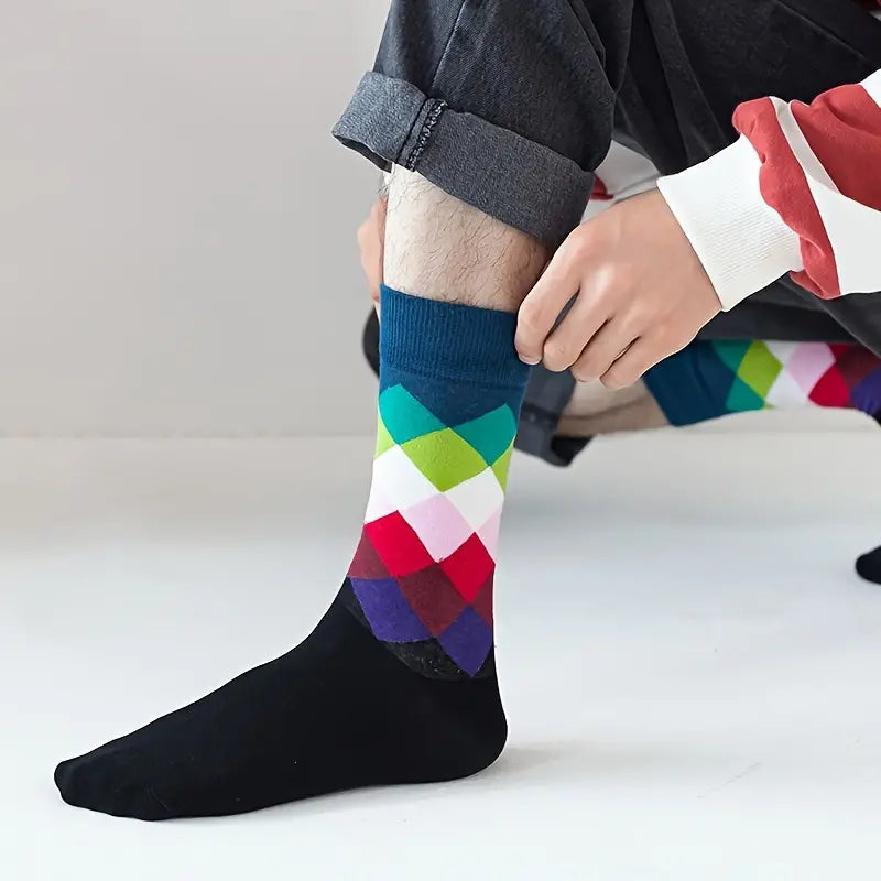Plaid Pattern Socks Set