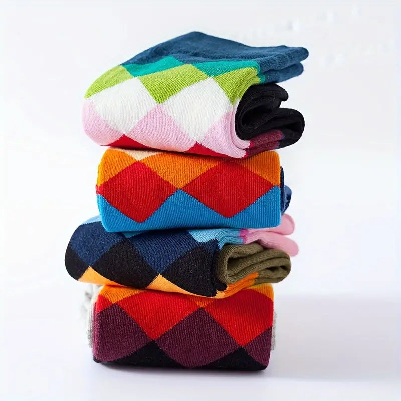 Plaid Pattern Socks Set
