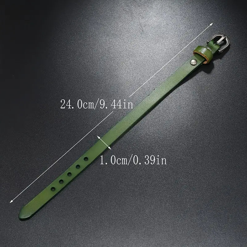 Retro Green Leather Adjustable Bracelet