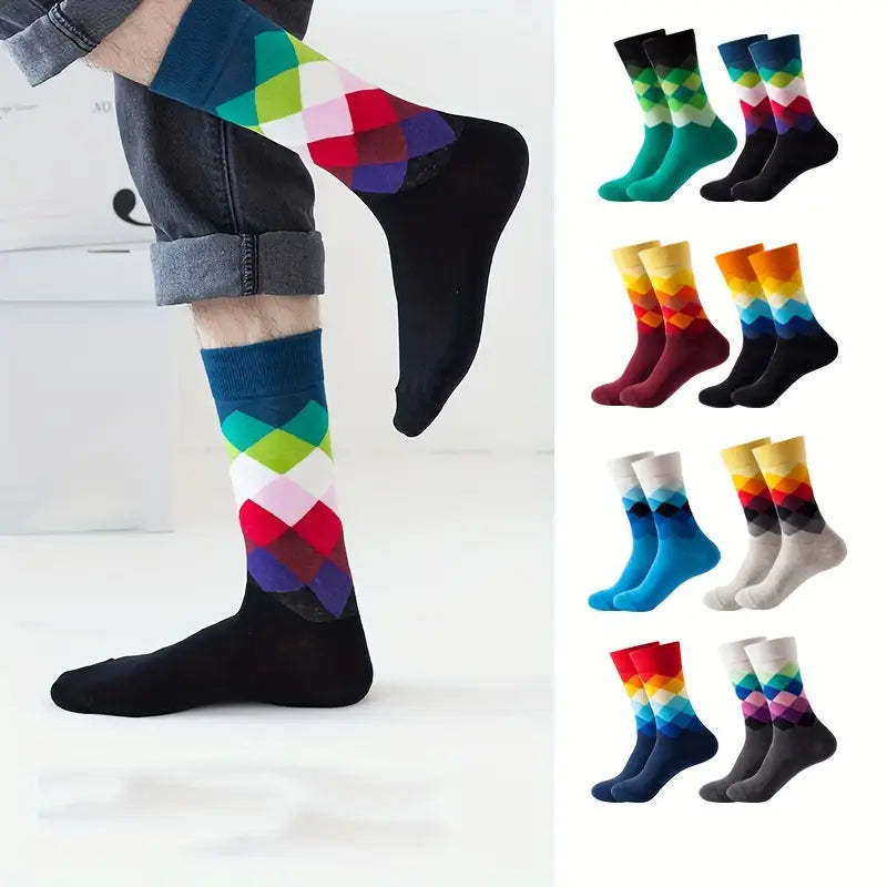 Plaid Pattern Socks Set