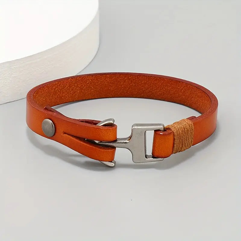 Vintage Leather Marine Anchor Buckle Men&#39;s Bracelet