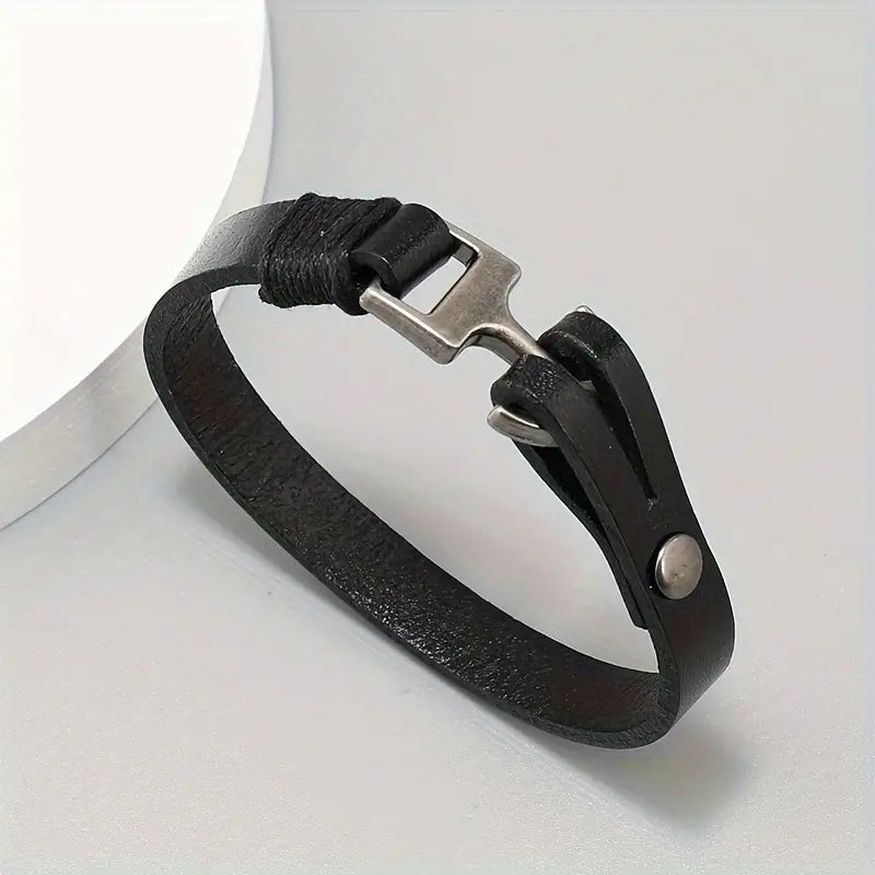 Vintage Leather Marine Anchor Buckle Men&#39;s Bracelet
