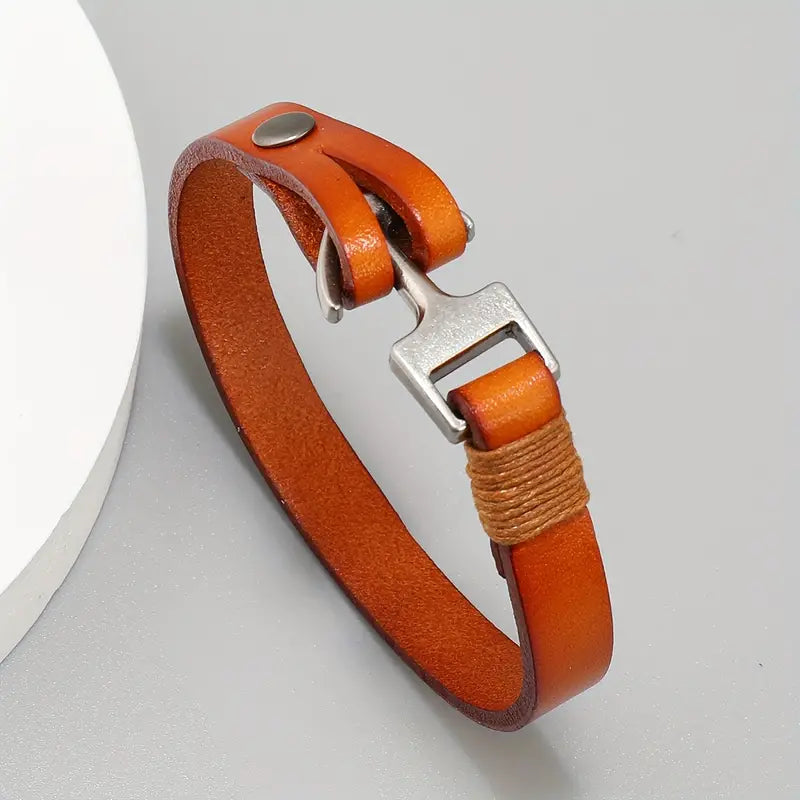 Vintage Leather Marine Anchor Buckle Men&#39;s Bracelet